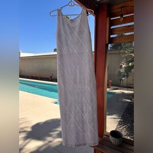 Surfival long mesh Daisy chain pattern with crochet EUC SZ S